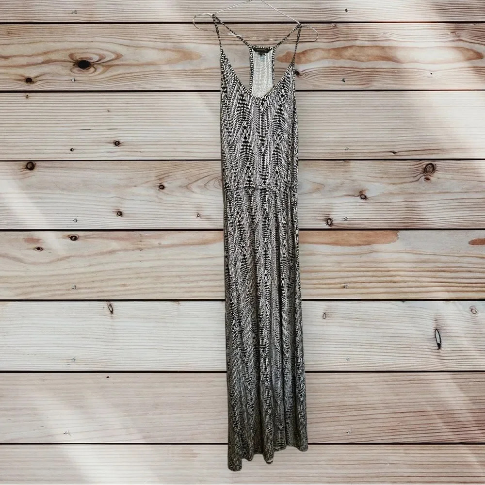 Banana Republic Black/White Printed Tie Waist Maxi Dress size XS